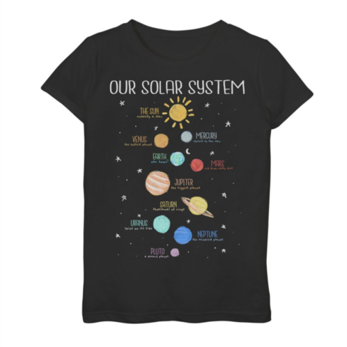 Licensed Character Girls 7-16 Our Solar System All Planets Colorful Graphic Tee