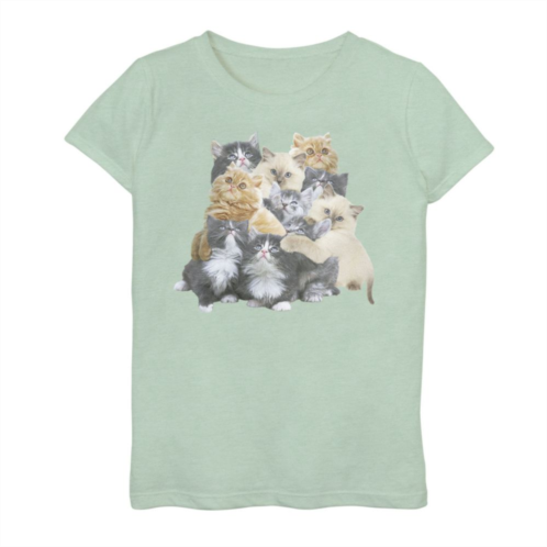 Licensed Character Girls 7-16 Pile Of Cute Cat Group Shot Graphic Tee