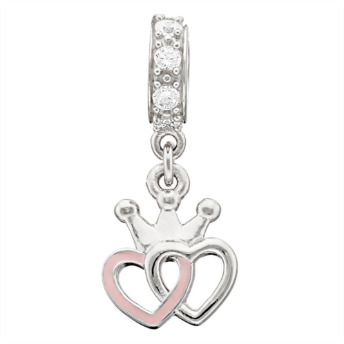 SIRI USA by TJM Sterling Silver Cubic Zirconia Double Heart Charm