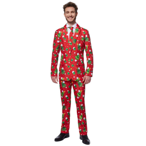 Mens Suitmeister Slim-Fit Christmas Trees and Stars Holiday Novelty Suit & Tie Set