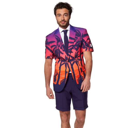 Mens OppoSuits Suave Sunset Tropical Slim-Fit Summer Novelty Suit & Tie Set