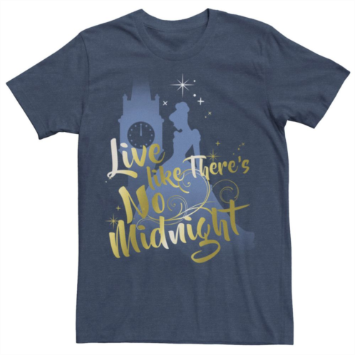Mens Disney Cinderella Silhouette Live Like Theres No Midnight Tee