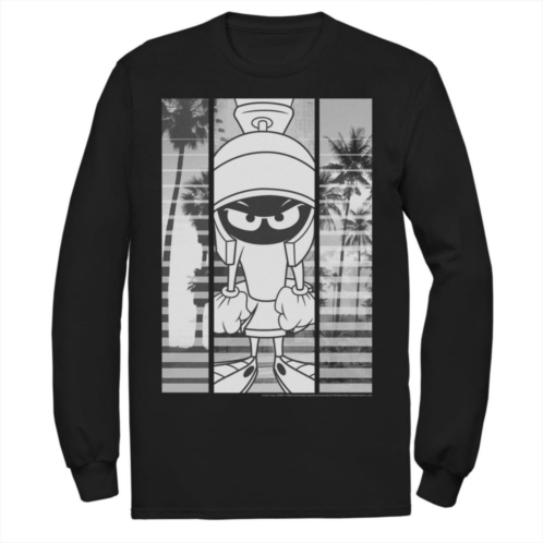 Licensed Character Mens Looney Tunes Marvin The Martian Grey Scale Panels Tee