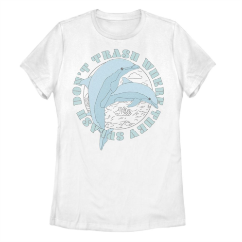 Unbranded Juniors Earth Day Dolphins Dont Trash Where They Splash Tee