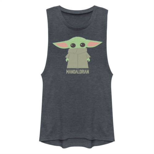 Licensed Character Juniors Star Wars The Mandalorian The Child Hidden Face Portrait Muscle Tank Top