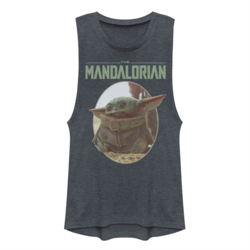 Licensed Character Juniors Star Wars The Mandalorian The Child aka Baby Yoda Circle Muscle Tank Top