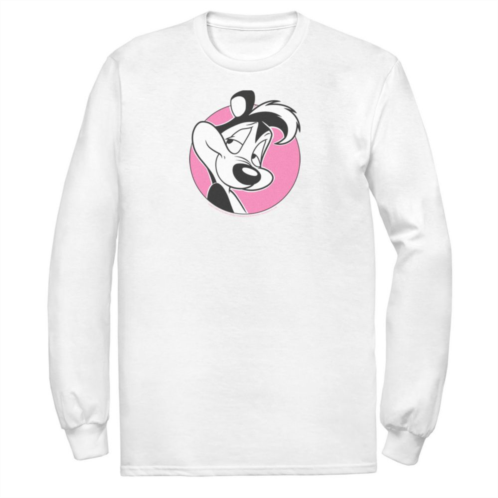 Licensed Character Mens Looney Tunes Pepe Le Pew Pink Circle Portrait Tee