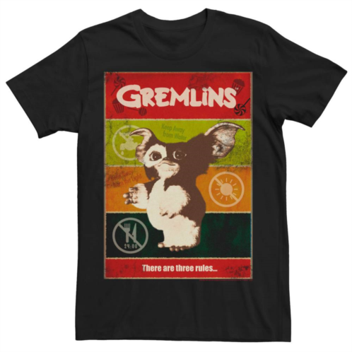 Licensed Character Mens Gremlins Gizmo Warning Poster Tee