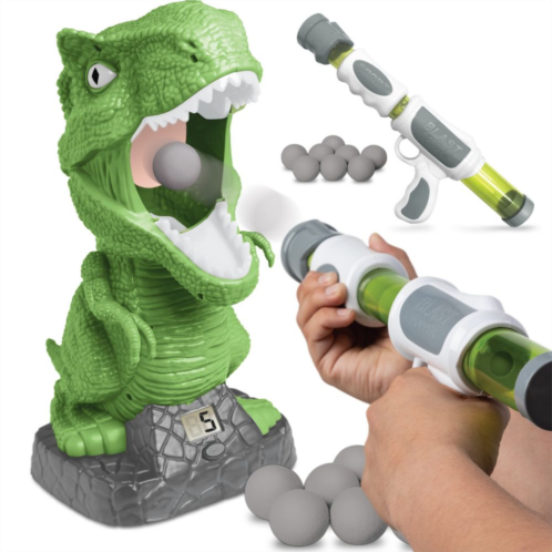 Discovery Kids Hungry T-Rex Feeding Game, Carnival Style Shooting Competition For Kids, Includes 8 Indoor Safe Foam Balls With Air Launcher