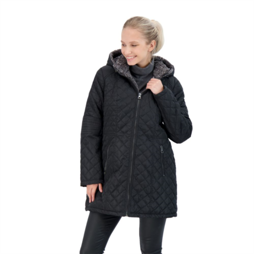 Womens Sebby Faux-Fur Hood Quilted Jacket