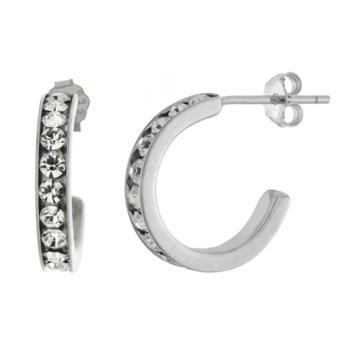 Main and Sterling Sterling Silver 15 mm Crystal Hoop Earrings Earrings