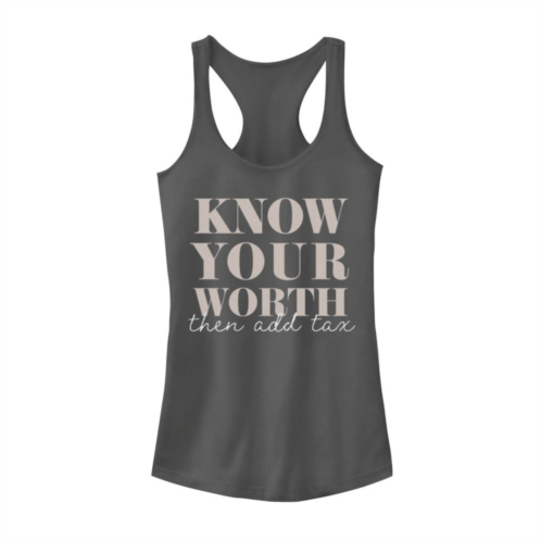 Unbranded Juniors Know Your Worth Graphic Tank Top
