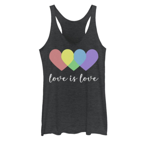 Unbranded Juniors Fifth Sun Pride Love Is Love Layered Hearts Tank Top