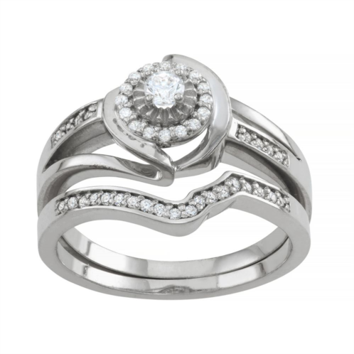 Tiara Sterling Silver 1/3 Carat T.W. Diamond Engagement Ring Set