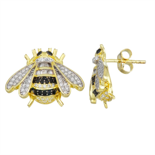 Designs by Gioelli 14k Gold Over Silver Lab-Created White Sapphire Bee Earrings