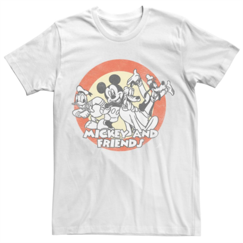 Licensed Character Mens Disney Mickey And Friends Group Shot Retro Circle Tee