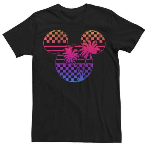 Mens Disney Mickey & Friends Gradient Checker Palm Tree Fill Tee