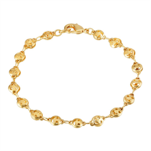 1928 Gold Tone Happy Face Chain Bracelet