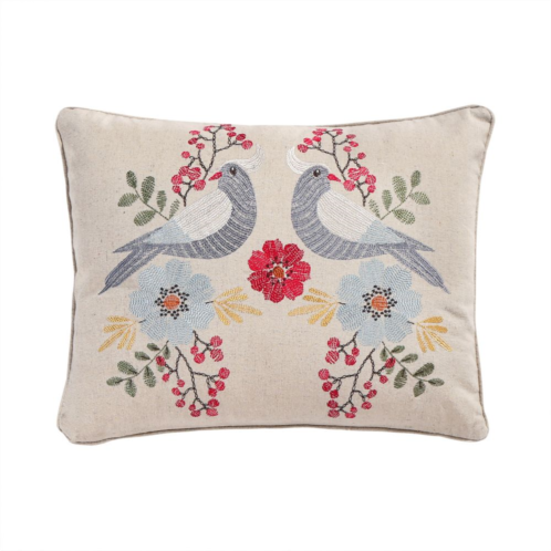 Levtex Home Angelica Linen Bird Embroidered Pillow