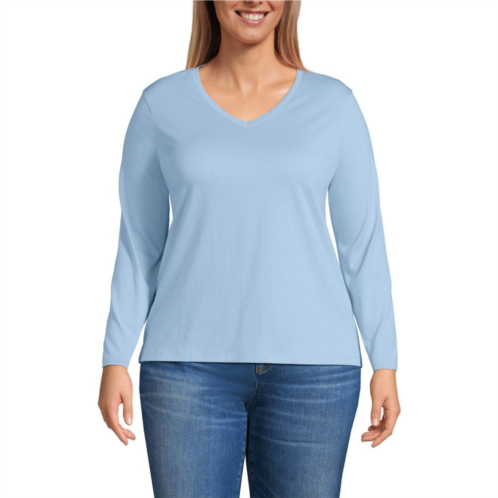 Plus Size Lands End Relaxed-Fit Supima Cotton V-Neck Tee