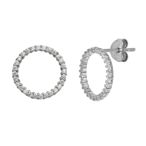 PRIMROSE Sterling Silver Cubic Zirconia Open Circle Stud Earrings