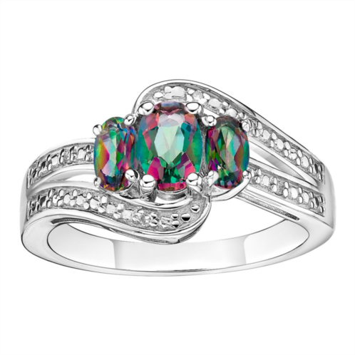 Gemminded Sterling Silver Mystic Topaz & White Topaz Accent Ring