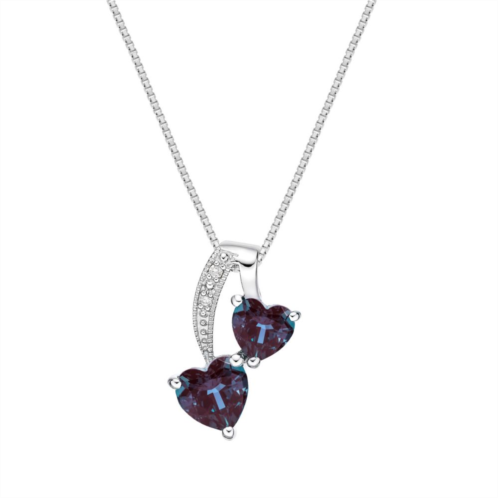 Gemminded Sterling Silver Lab-Created Alexandrite & Diamond Accent Pendant Necklace