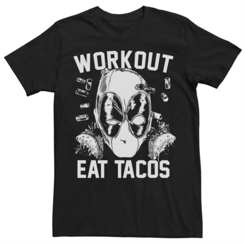 Mens Marvel Deadpool Workout Eat Tacos Tee