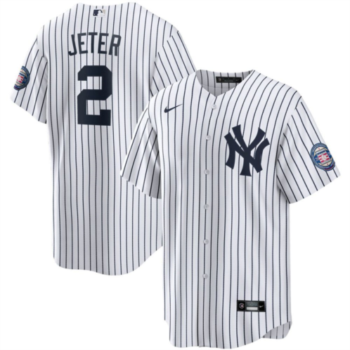 Mens Nike Derek Jeter White/Navy New York Yankees 2020 Hall of Fame Induction Home Replica Player Name Jersey