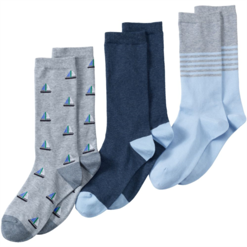 Womens Lands End Seamless Toe Patterned Crew Socks 3-Pack