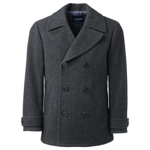Mens Lands End Wool-Blend Double-Breasted Peacoat
