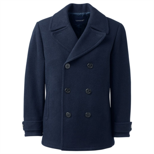 Mens Lands End Wool-Blend Double-Breasted Peacoat