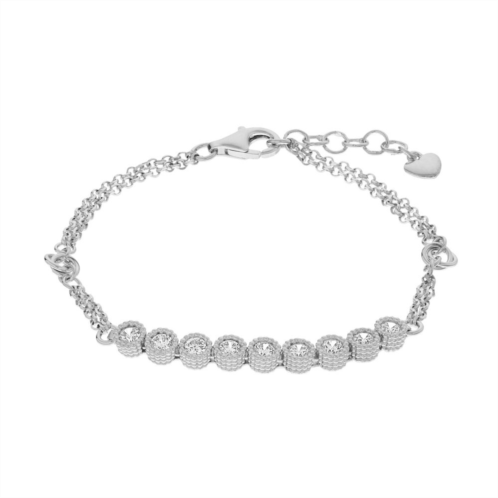 Unbranded Sterling Silver Cubic Zirconia Double Chain Bracelet