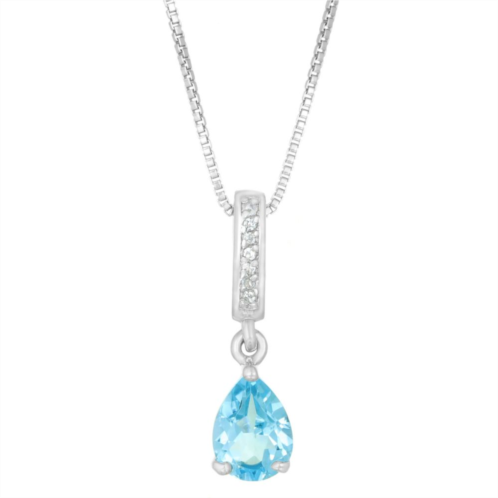 Gemminded Sterling Silver White Topaz Accent & Blue Topaz Pendant Necklace