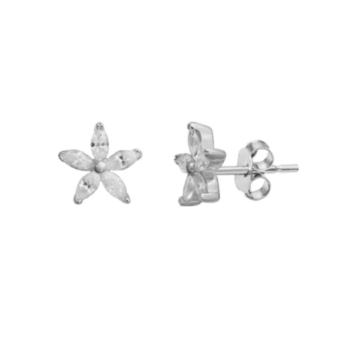 PRIMROSE Sterling Silver Cubic Zirconia Marquise Flower Stud Earrings