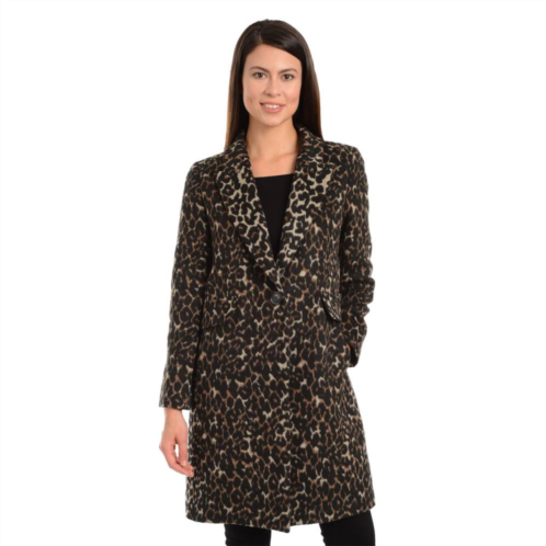 Womens Fleet Street Leopard Print Wool Blend Topper Coat