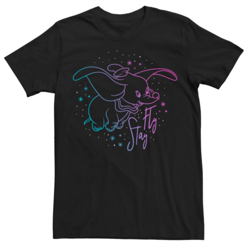 Mens Disney Dumbo Stay Fly Neon Sparkle Colorful Portrait Tee