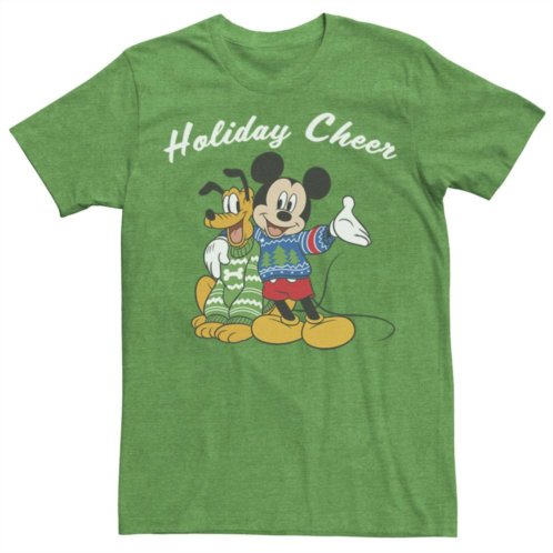 Mens Disney Mickey And Pluto Holiday Cheer Christmas Tee