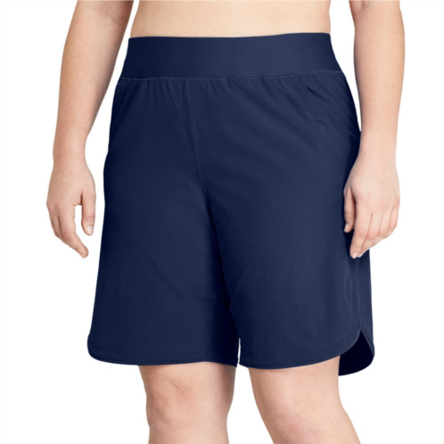 Petite Lands End 9 Quick Dry Elastic Waist Swim Board Shorts Cover-up With Panty