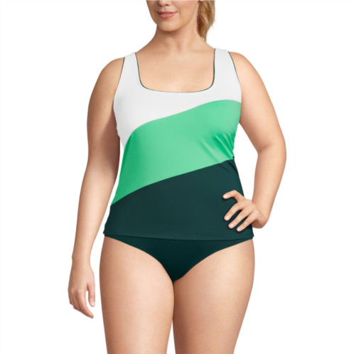Plus Size Lands End Bust Minimizer UPF 50 Tankini Swimsuit Top