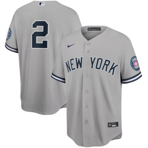 Mens Nike Derek Jeter Gray New York Yankees 2020 Hall of Fame Induction Replica Jersey