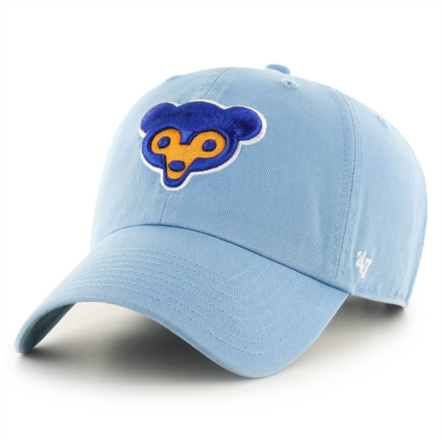 Unbranded Mens 47 Light Blue Chicago Cubs Logo Cooperstown Collection Clean Up Adjustable Hat