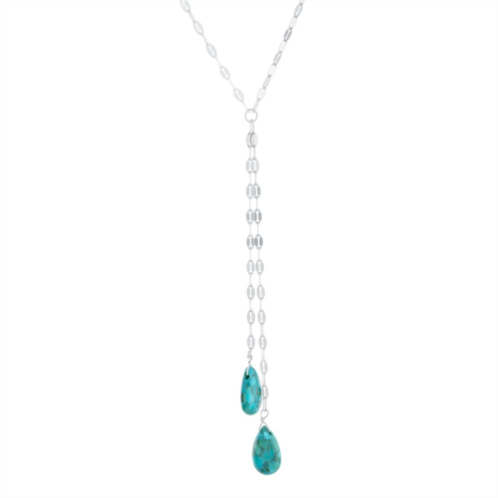 Athra NJ Inc Sterling Silver Enhanced Turquoise Mirror Chain Y Necklace