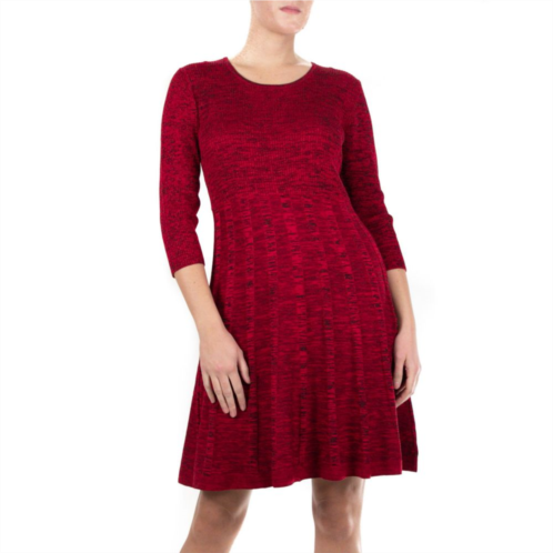 Womens Nina Leonard Pleated Skirt Fit & Flair Sweater Dress