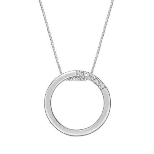 Gemminded Sterling Silver Diamond Accent Circle Pendant Necklace