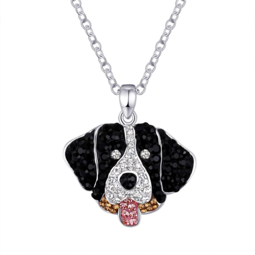Crystal Collective Silver-Plated Crystal Bernese Mountain Dog Pendant Necklace