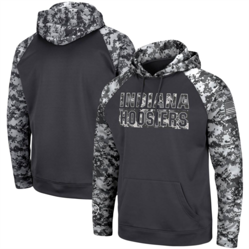 Mens Colosseum Charcoal Indiana Hoosiers OHT Military Appreciation Digital Camo Pullover Hoodie
