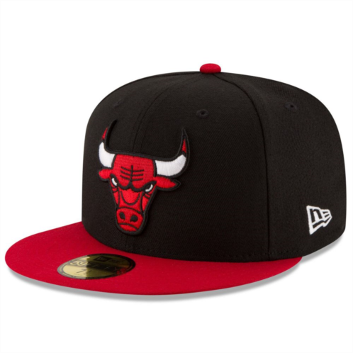 Mens New Era Black/Red Chicago Bulls Official Team Color 2Tone 59FIFTY Fitted Hat