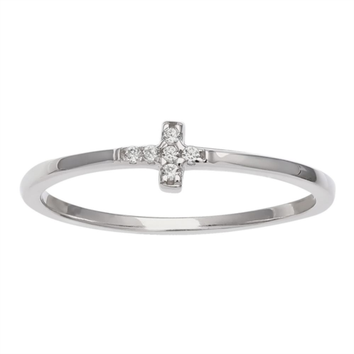 PRIMROSE Sterling Silver & Cubic Zirconia Pave Cross Band