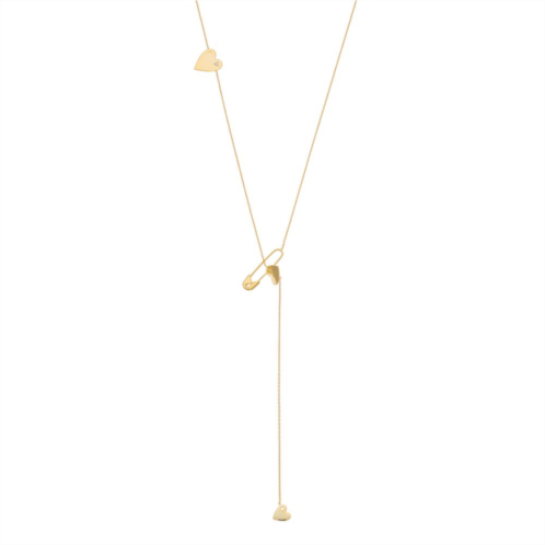 Adornia 14k Gold Plated Safety Pin Heart Lariat Necklace